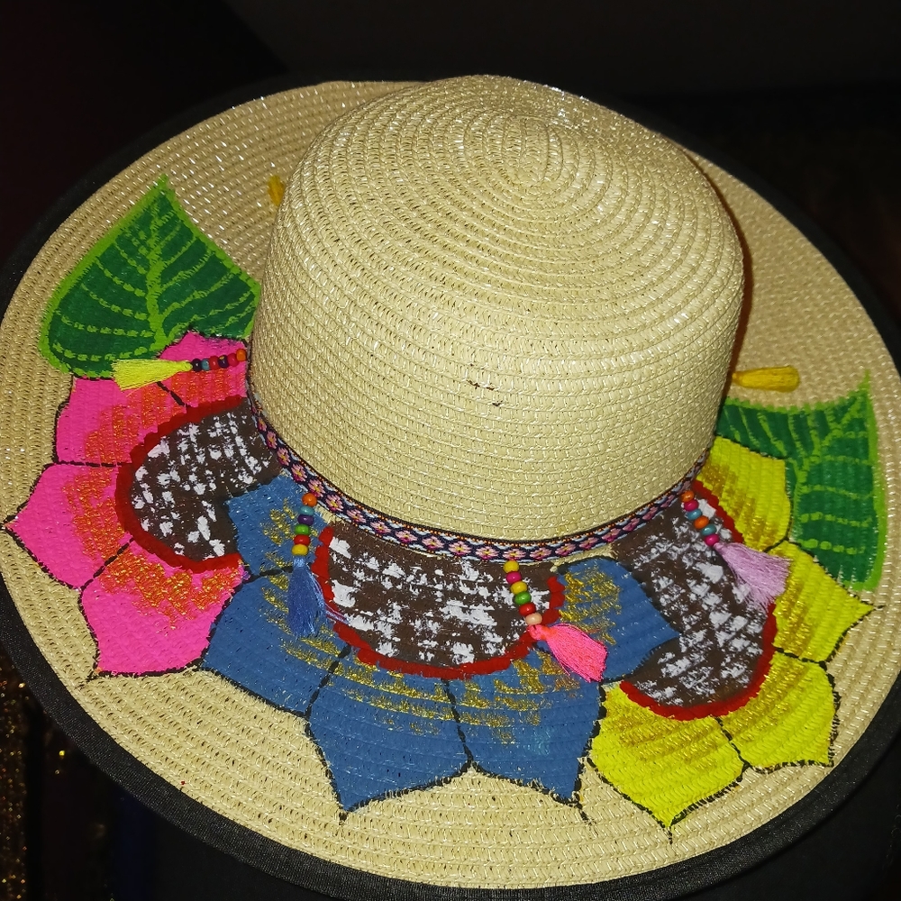 Handpainted Hat Made In Mexico New